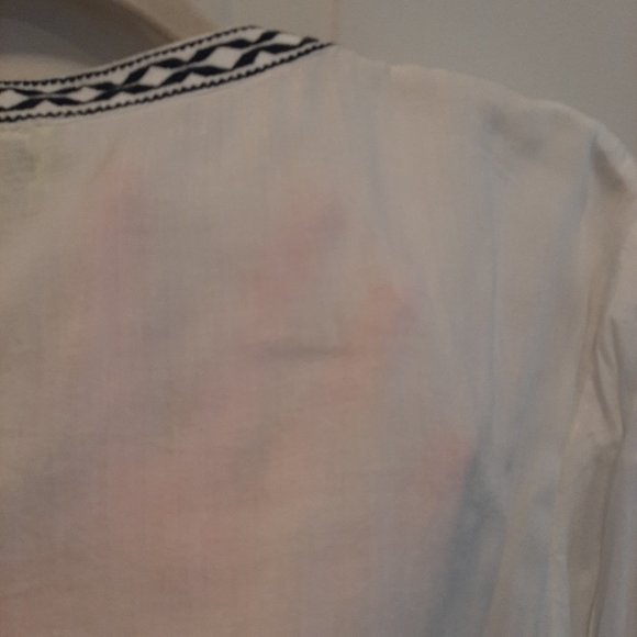 Women's Notch Neck Boho Blouse; Semi-sheer, flowy; Versatile neutral colors - Picture 3 of 7